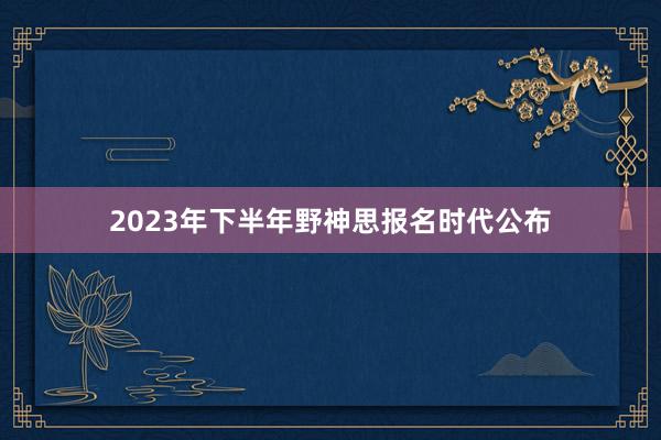 2023年下半年野神思报名时代公布
