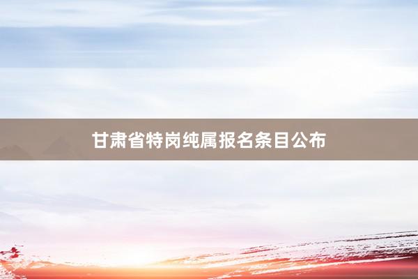 甘肃省特岗纯属报名条目公布